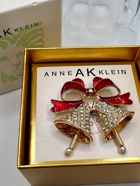 Anne Klein Jewelry - Anne Klein Pave Bells Holiday Brooch in Box